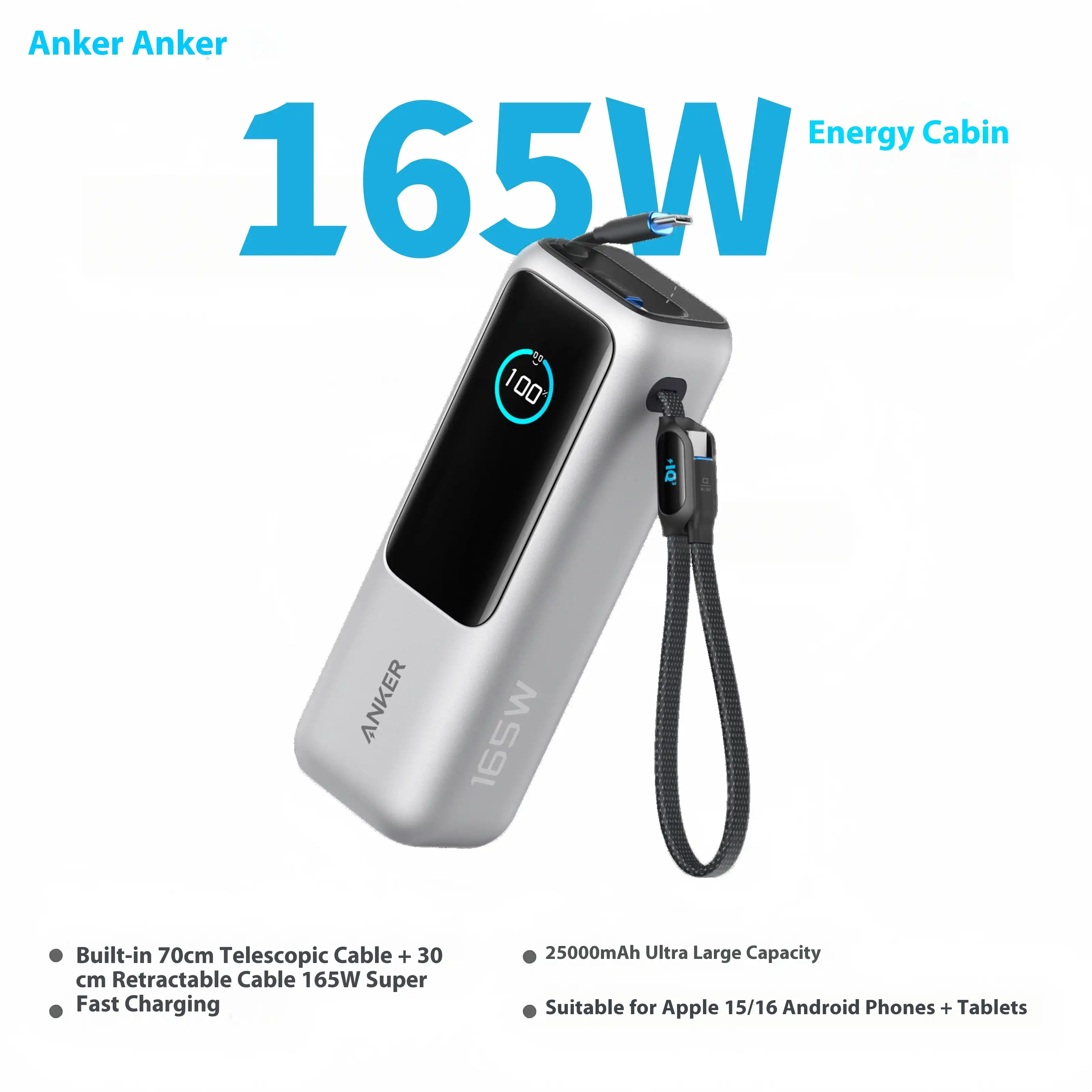 NEW Anker 165W Max Power Bank 25000mAh High Capacity Built-in and