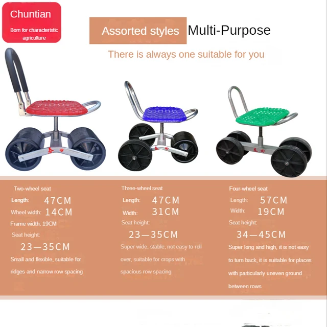 Szilárd Iron Garden Cart Szerszám Ültetés Pickingstool Kényelmes Pu Szivacs Üléspad Mozgó Munkaszék Kerekes Készletekkel - Image 4