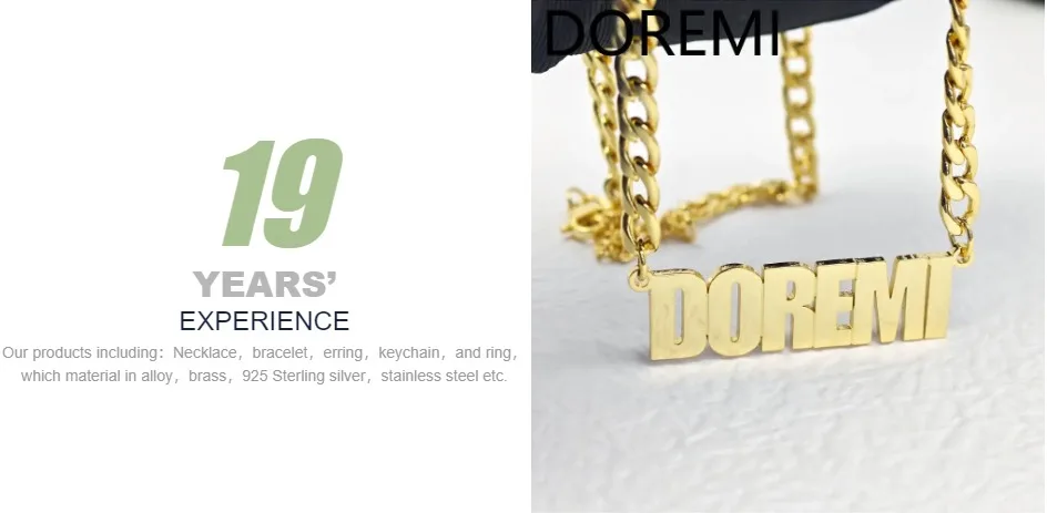 DOREMI Big Pendant Custom Letters Personlized 5mm Thick Cuban Chain Name Necklace