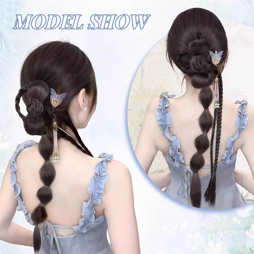 Synthetic Ponytail Braid Wig for Women Hanfu Cheongsam