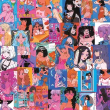 

50pcs/lot Kawaii Retro Girl Cartoon Sticker Anime Vitality Ipad Mobile Phone DIY Guitar Computer Decoration Waterproof Sticker