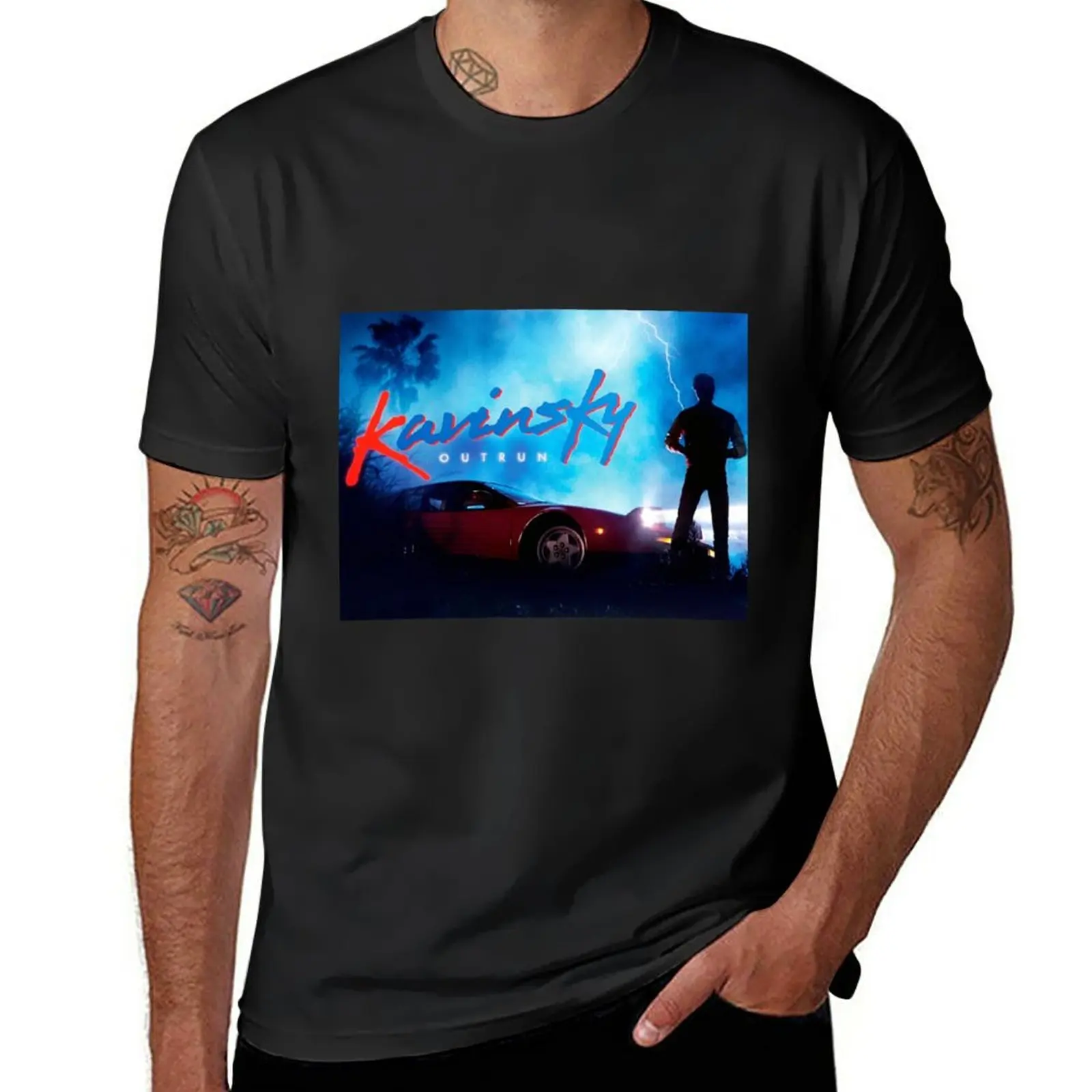 

Kavinsky outrun T-Shirt anime sports fans cute tops sweat t shirts men