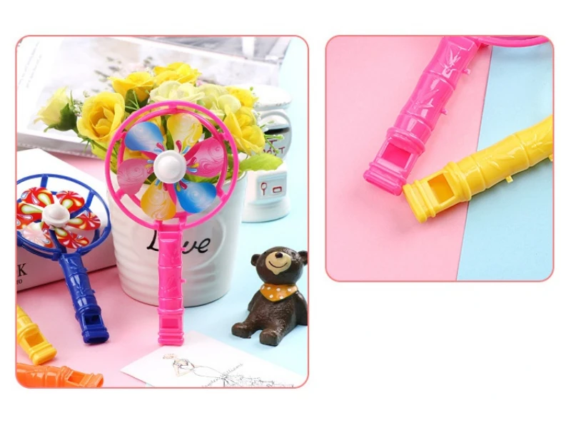 Description Picture 3 of itemPlastic Whistle Windmill Fan for Children, Birthday Party Gifts, Back to School Presents, Pinata Party Favors, Kids Toys, 10Pcs