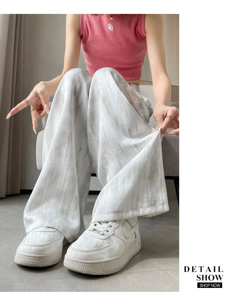 Sommer neue schlanke lose Frauen Hosen koreanische einfache grundlegende hohe Taille gerade Hosen weibliche schicke Mode Straße lässige Frau Hosen – Detail 10
