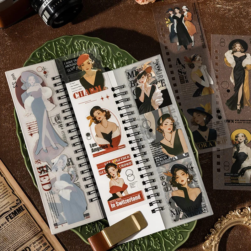 Mr Paper 20Pcs Character Die-Cut Strip Coil Stickers Scrapbooking Journal Photo Frame Decoration Phone Case DIY Collage Material
