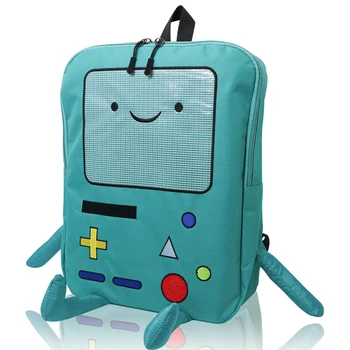 14 Inch Cute Cartoon Backpack Adventure Time Anime Casual Travel Green Anime Bag Breathable Portable Lightweight 1