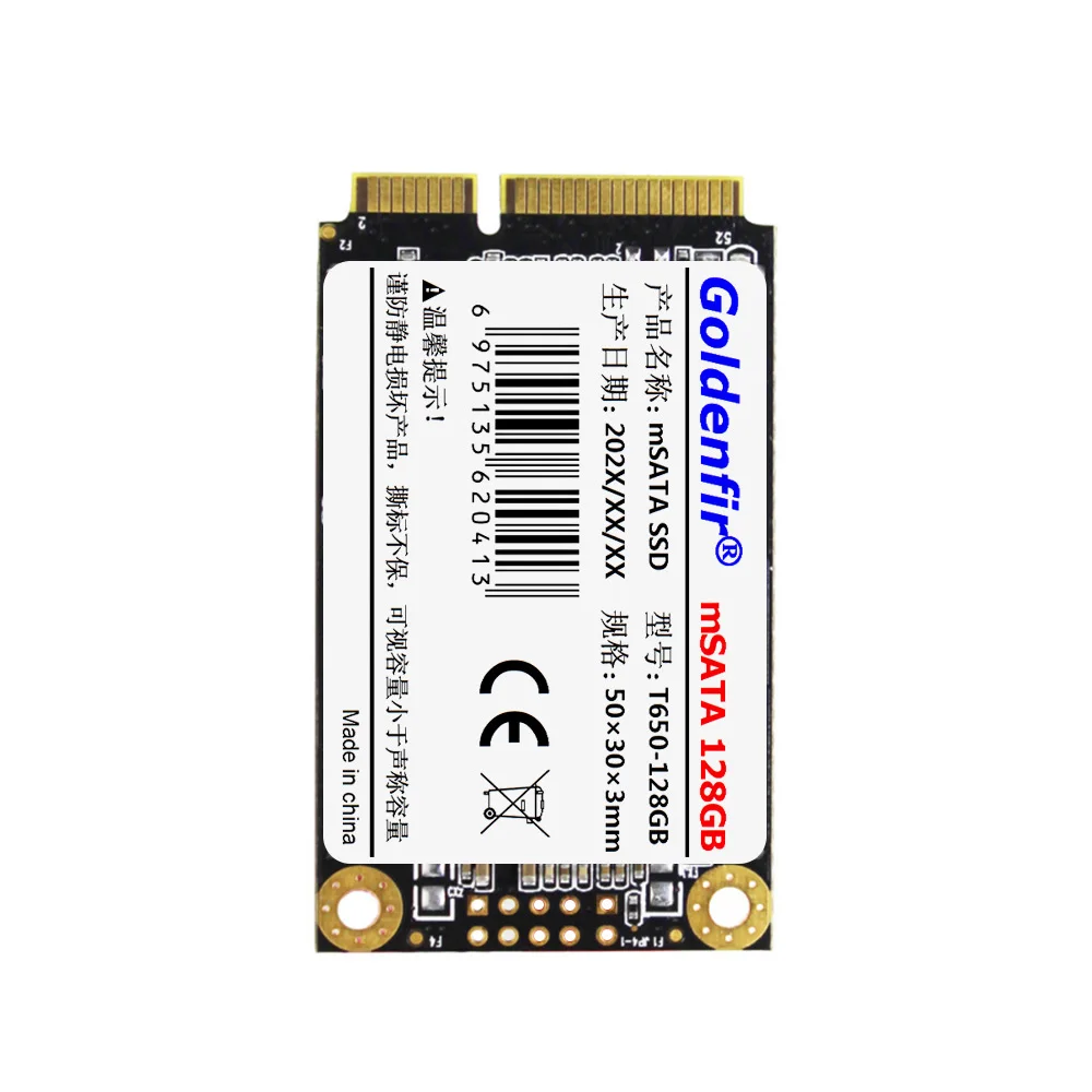 Msata SSD 64GB 128GB 256GB 512GB Goldenfir T650 Mini SATA Internal