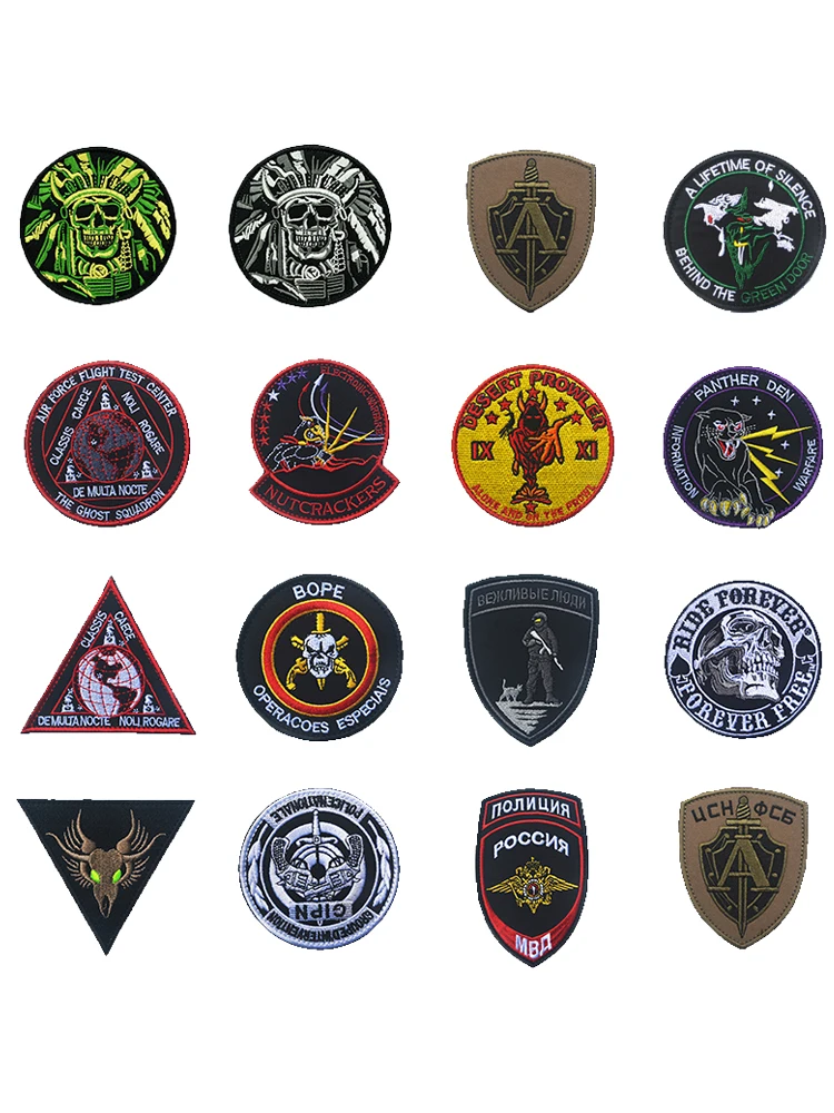 Runde Team Logo Abzeichen Stickerei Haken und Schleife Outdoor Warlock Patches Militär Rucksack Tasche Aufkleber Hut Applikationen – Detail 1