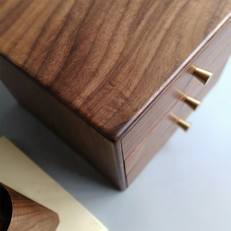 3 Tier Drawer Stash Box Desktop Organizer Handmade Wood Storage Box Bins 5