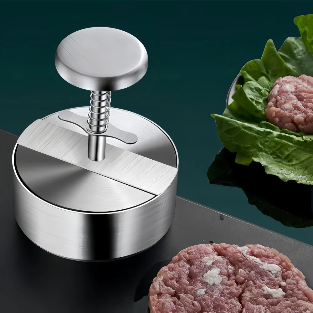 Gourmet Burger Press - Stainless Steel Non-Stick Adjustable Patty Maker for BBQ and Outdoor Cooking