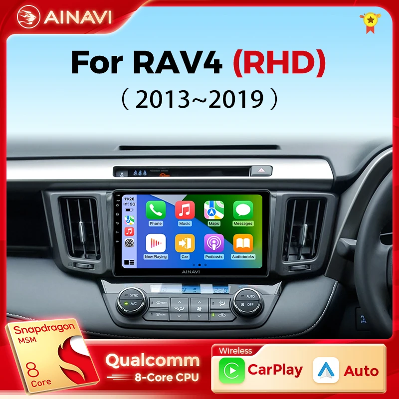 Ainavi Car Radio Multimedia Player For Toyota RAV4 RAV 4 XA40 2013-2019 RHD LHD Android 12 Auto Wireless Carplay Car Stereo DSP