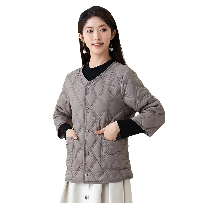 Women's lightweight and warm cropped short sleeved cotton inner lining women's home cotton jacket cotton jacket with added