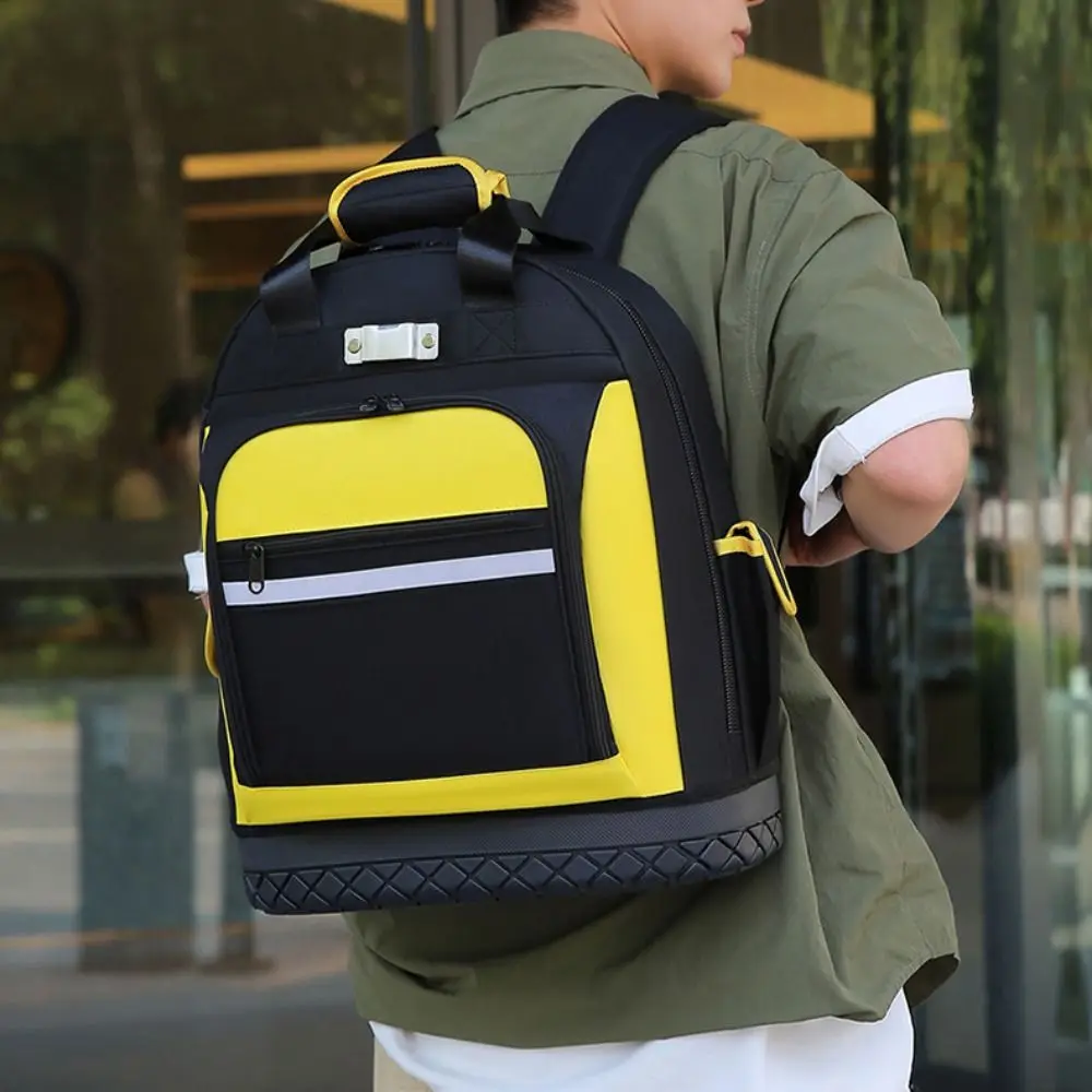 대용량 공구 배낭, 두꺼운 내마모성 헤비듀티 공구 정리함, 하드 바닥 방수 전기 기술자 공구 가방