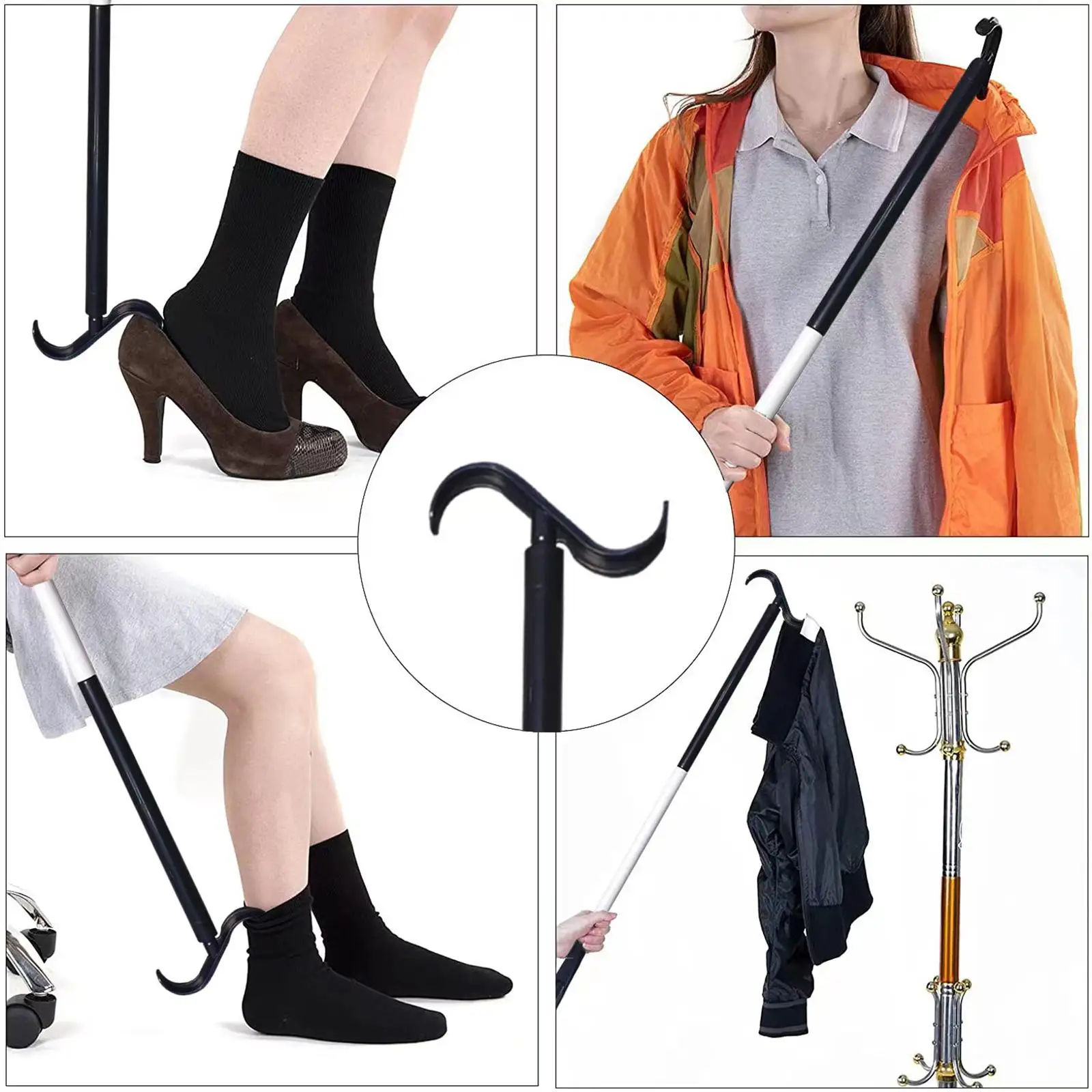 Dressing Stick Aid Adjustable Extended Shoehorn Socks Shoes Back Problem Shoes Socks Dressing Aids Shoehorn Assisted