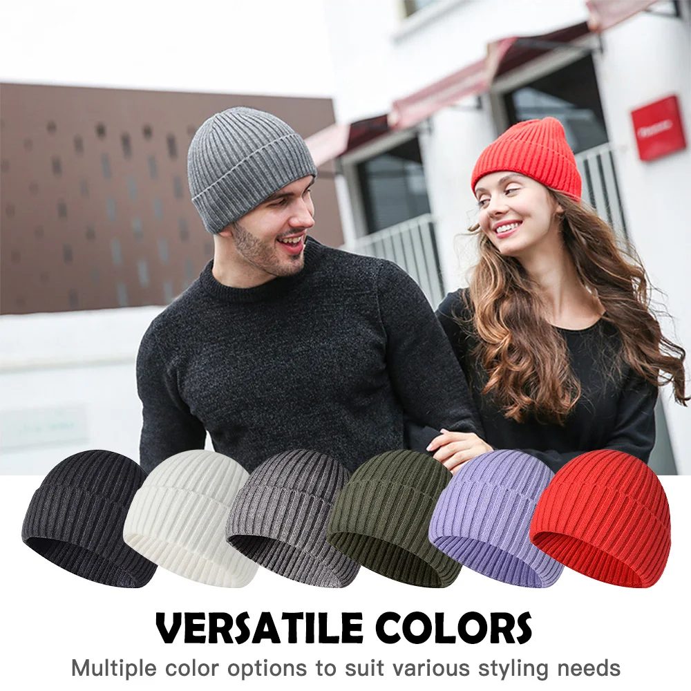 Warm Winter Hats Knit Beanies Breathable & Soft Beanie Hats Color Variety Extended Brim Thick Soft & Stretchy Knit Beanie Hat