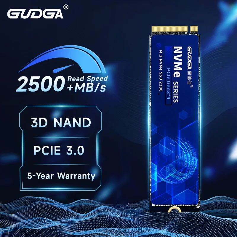 Gudga Nvme M2 Ssd 1Tb 512Gb Ssd Pcie Gen3.0*4 Ssd 2280 M.2 Nvme Ssd 256Gb 128Gb Hard Disk 2500Mb/S Qlc 3D Nand Flash M.2 Unità Interna A Stato Solido 