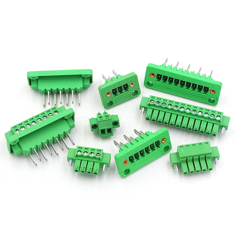 PCB Wiring Terminal Block 15EDGWB+KM 3.81mm - Wall Mount Plug-in Connector with Flange for Panel Installation