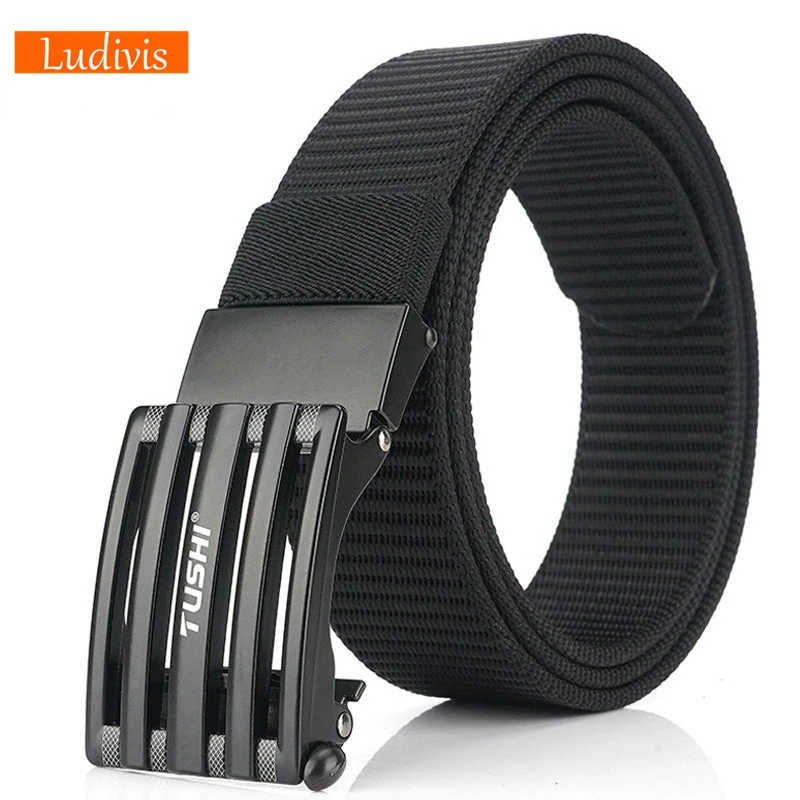 LUDIVIS Official Product Men's Belt Alloy Automatic Buckle Durable Casual Nylon Jeans Belt Canvas Business Male Trousers Belt genuine leather belt