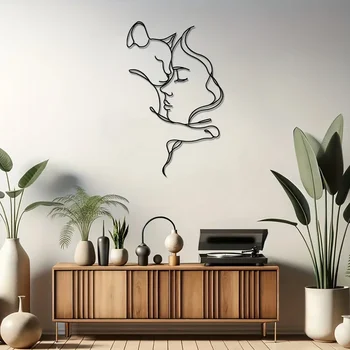 Elegant Metal Wall Art - Minimalist Black Silhouette 11