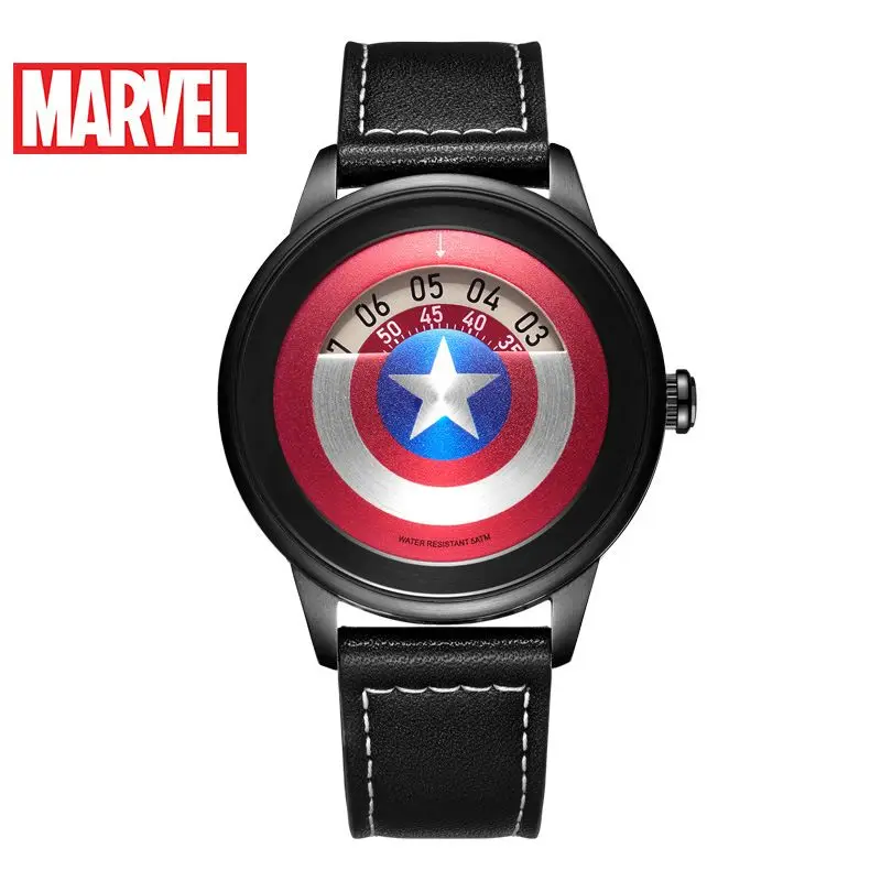 

Marvel Anime Captain America Fashion Peripheral Boys Creative Watch Hollow Shield Street Personality Trend Belt Men's Watch