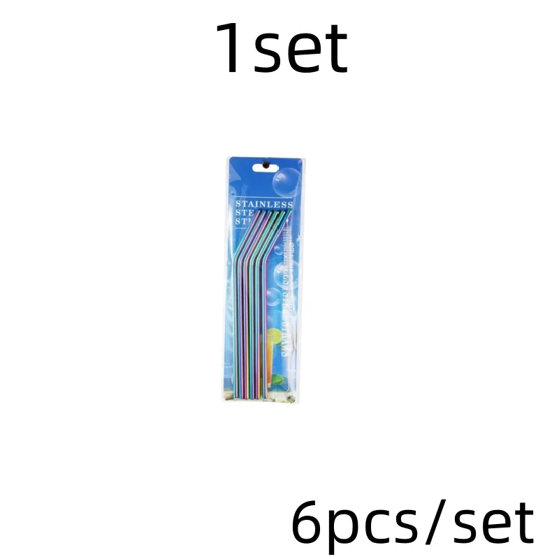 Set of 6 Reusable Stainless Steel Drinking Straws with Cleaning Brush and Carrying Case - Eco-Friendly Party and Bar Accessory