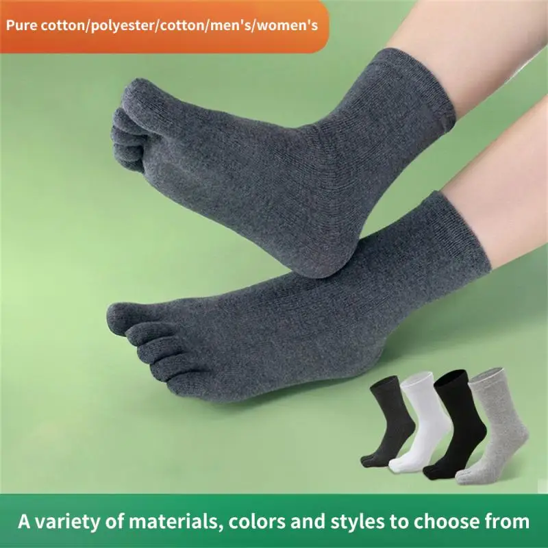 

Five Toed Socks Pure Cotton Men And Women's Middle Tube Abrasion Proof Odor Proof Sweat Absorbing Sport Socks Split Toe Socks