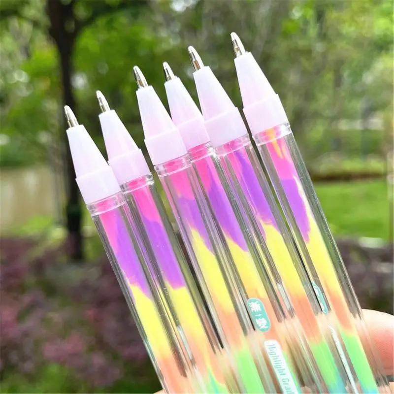 Y5LB 6/12 Pcs Neons Gel Pen Colorful Rainbow Pen Rainbow Ballpoint for Student