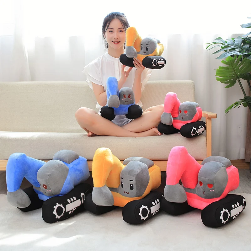 

26/38cm Realistic Excavator Plush Toys Soft Stuffed Lifelike Engineering Vehicle Plush Pillow for Boys Kids Child Gift Home Deco