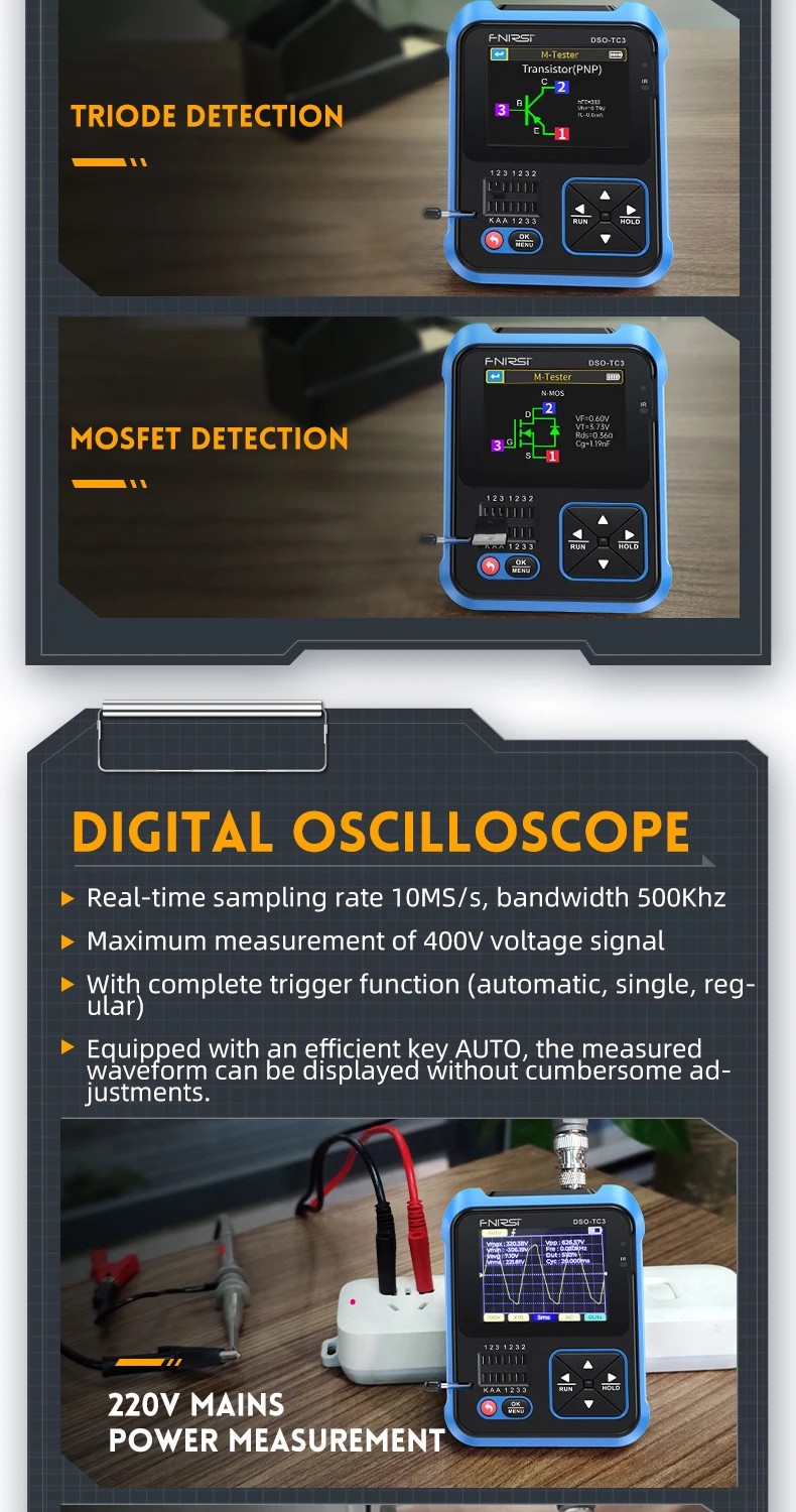 DSO-TC3 3-In-1 Osciloscop Digital Tester De Tranzistori Tester De Componente Ele