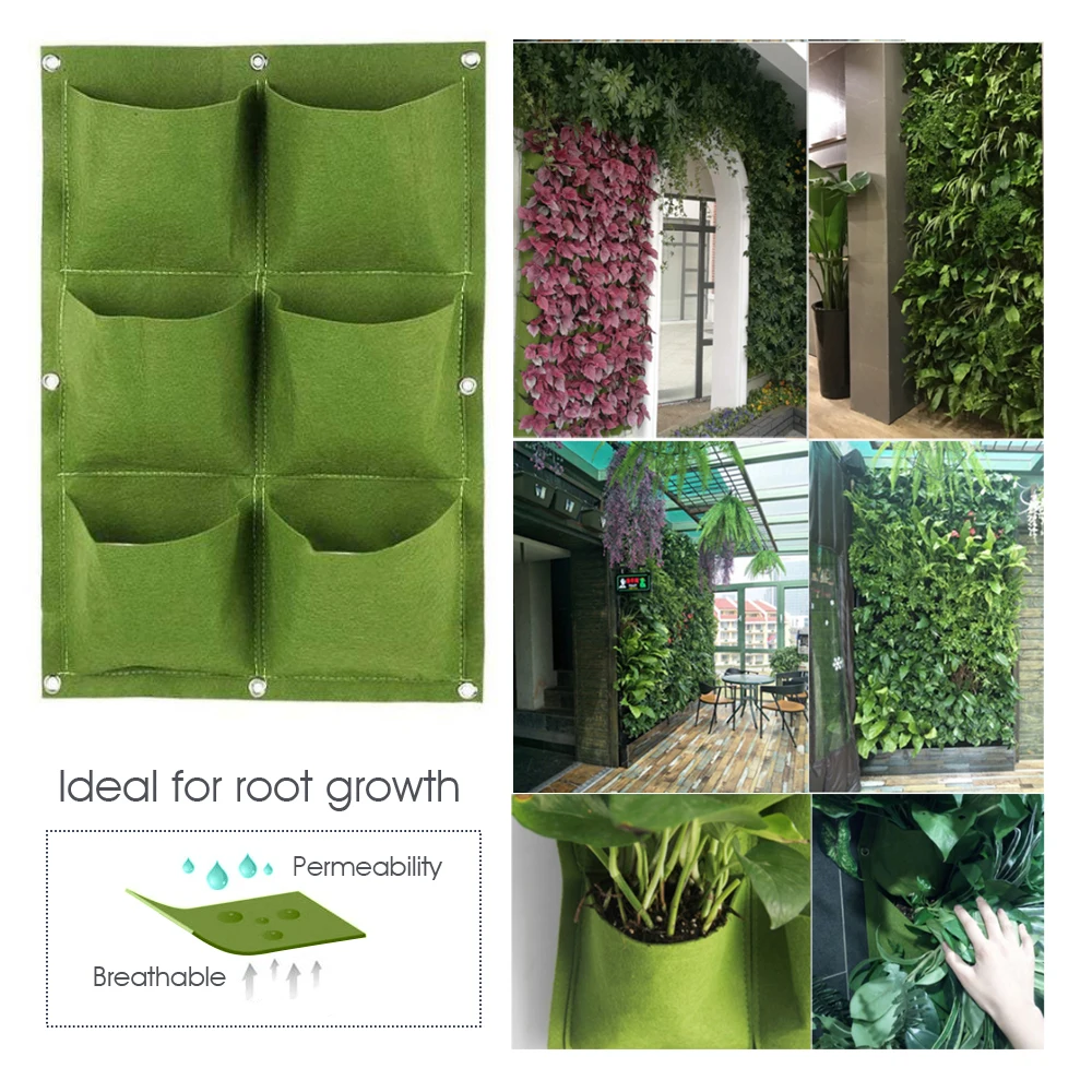 2/4/6/9/18/36/64/81 Pockets Garden Vertical Hang Grow Bags for Vegetable  Living Seedling Wall Hanging Plant Planter Fabric Pot - AliExpress 15
