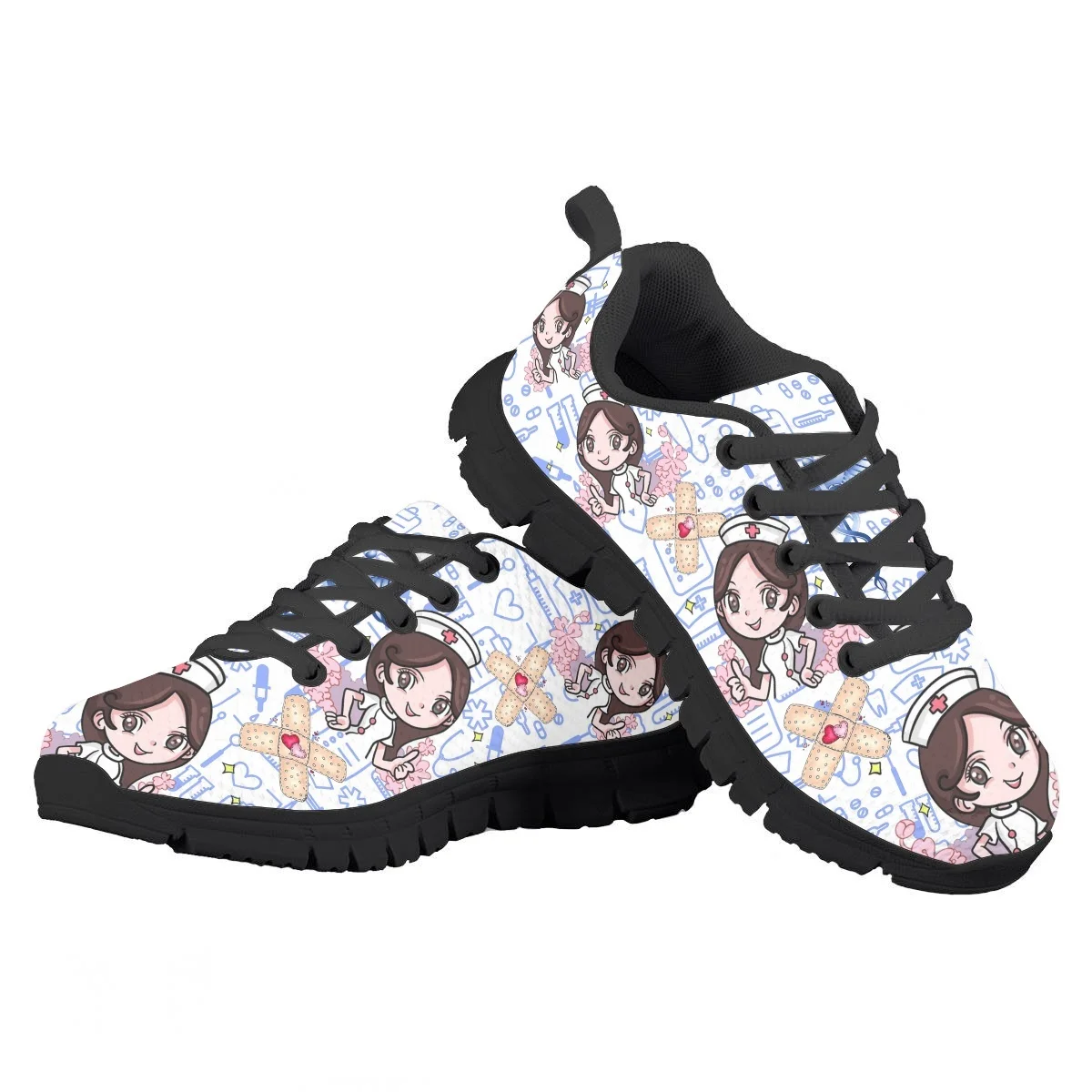 Brand Design Kawaii Pretty Nurse Pattern Children's Running Shoes Mesh Shock Absorbing Running Sneakers Outdoor Work Flats 2023
