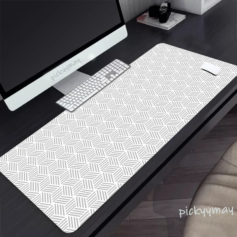 Mouse Pad Grande Preto e Branco Empresa Gaming Mausepad Tapete de Teclado Esteiras de Escritório Arte Abstrata Computador 100x50cm - Imagem 6