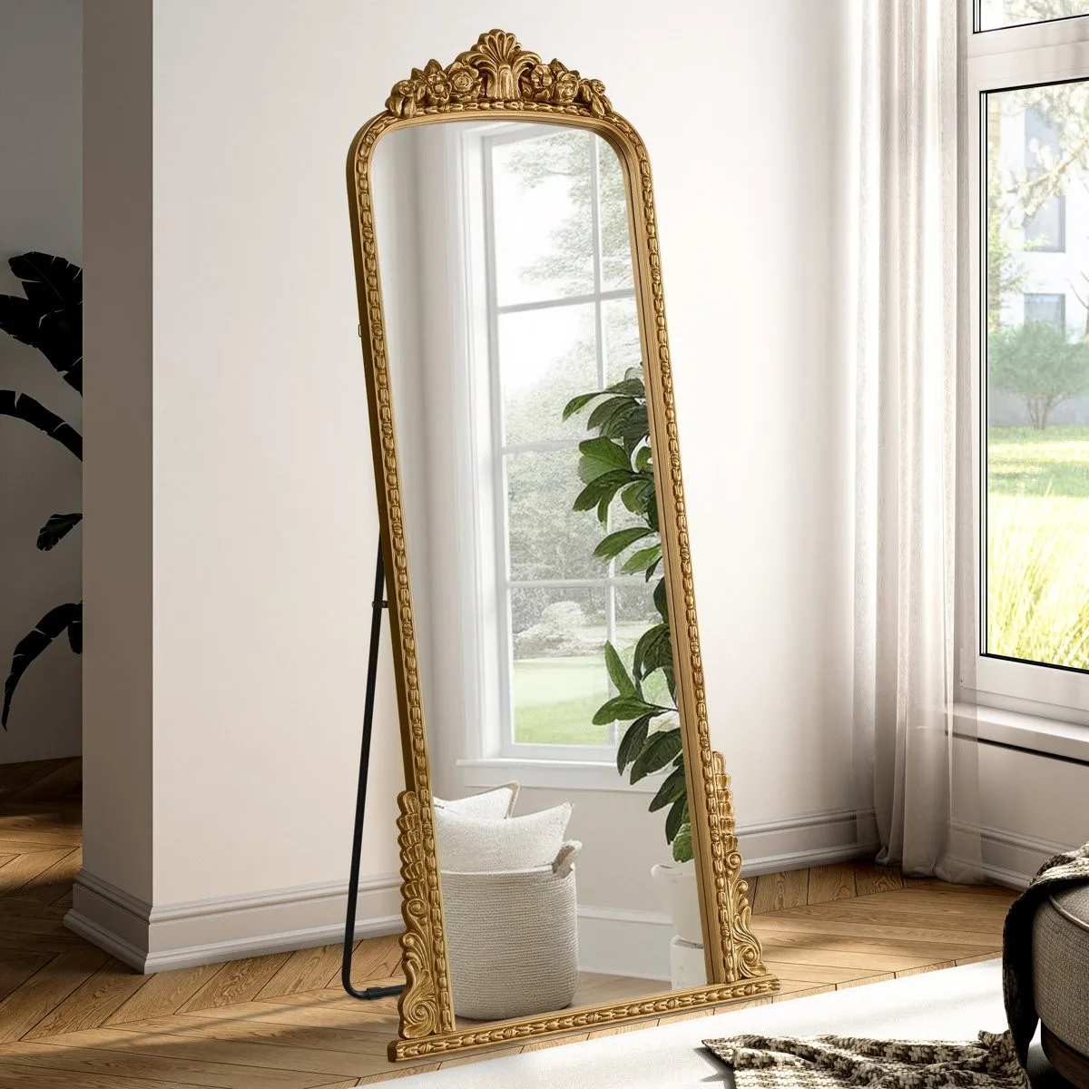 SHYFOY 70.8" Antique Gold Arch Mirror 1