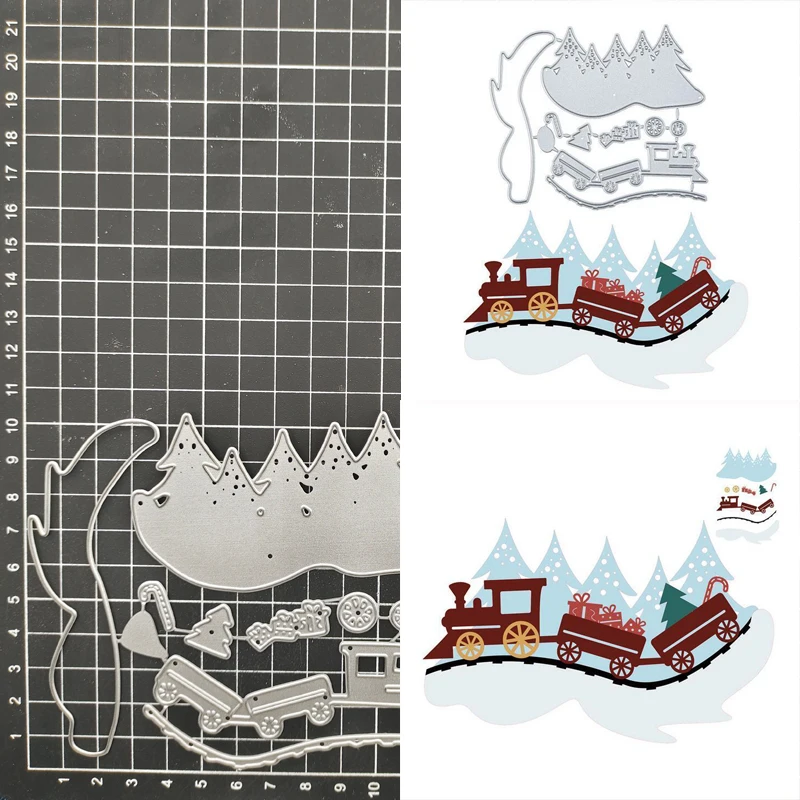

Christmas Train Metal Cutting Dies Stencil Scrapbooking Diy Album Stamp Paper Card Embossing Decor Craft Knife Mould