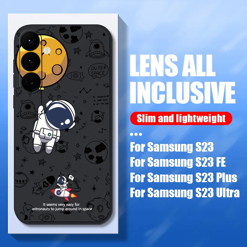 Spaceship Astronauts Soft Lanyard Phone Case Cover