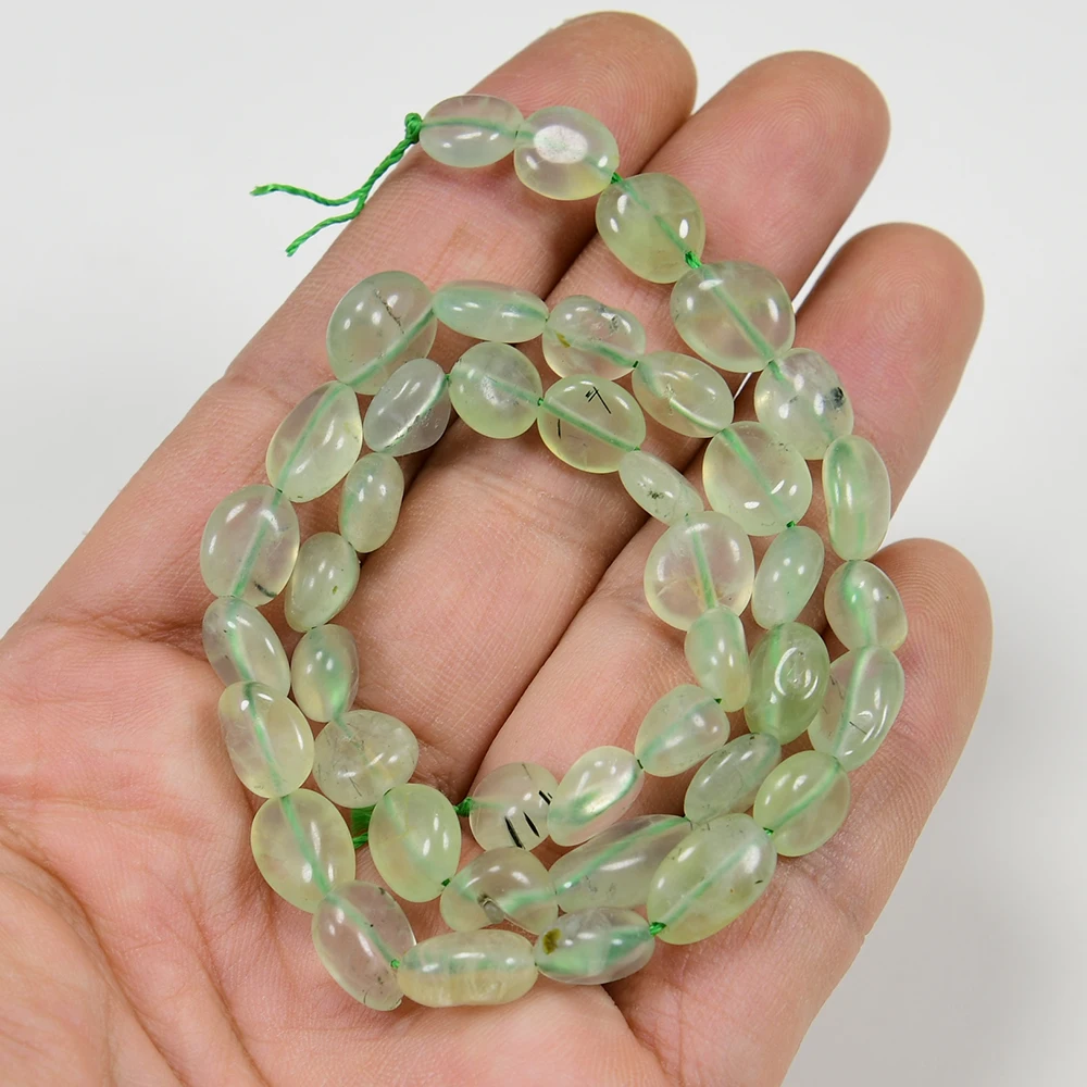 

APDGG 5 Strands 8x10mm Natural Green Prehnite Smooth Nugget Freeform Oval Loose Beads 15.5" Strand Jewelry Making DIY