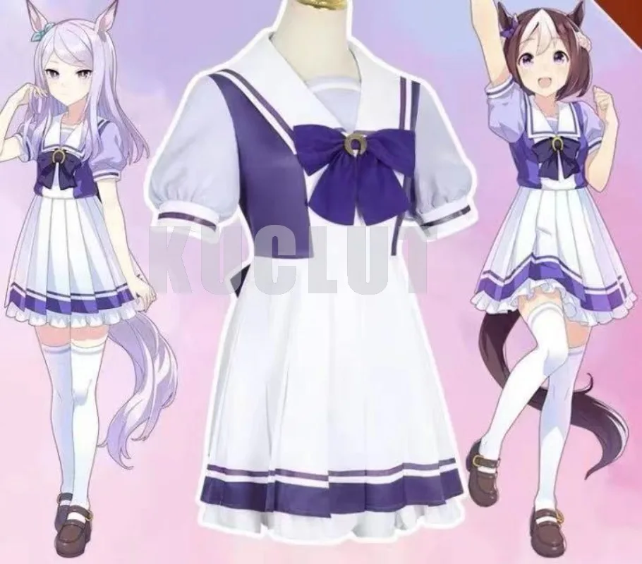 

Pretty Derby Cosplay Wig UmaMusume School Uniform Cos Costume Tokai Teio Special Week Girl Cosplay Purple Dress Party Costumes