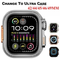 Étui pare-chocs en métal pour Apple Watch 49MM 46 45 44mm, cadre de protection pour iWatch série 11 10 9 8 7 654SE, changement à Ultra 3 49 1