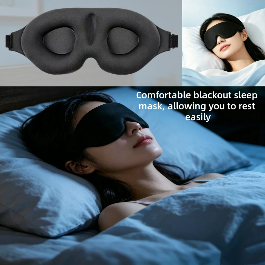 Ultimate Comfort 3D Contoured Blackout Sleep Mask - Adjustable for Relaxation and Travel