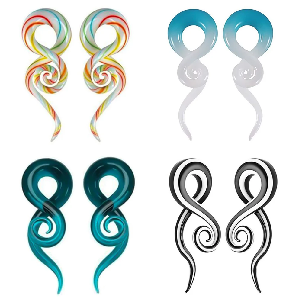 2 Stück Pyrex 5–16 mm Glas-Ohrstöpsel Tunnel Ohrspirale Kegel Knorpel Ohrring Messgeräte Expander Keil Flesh Piercing Schmuck