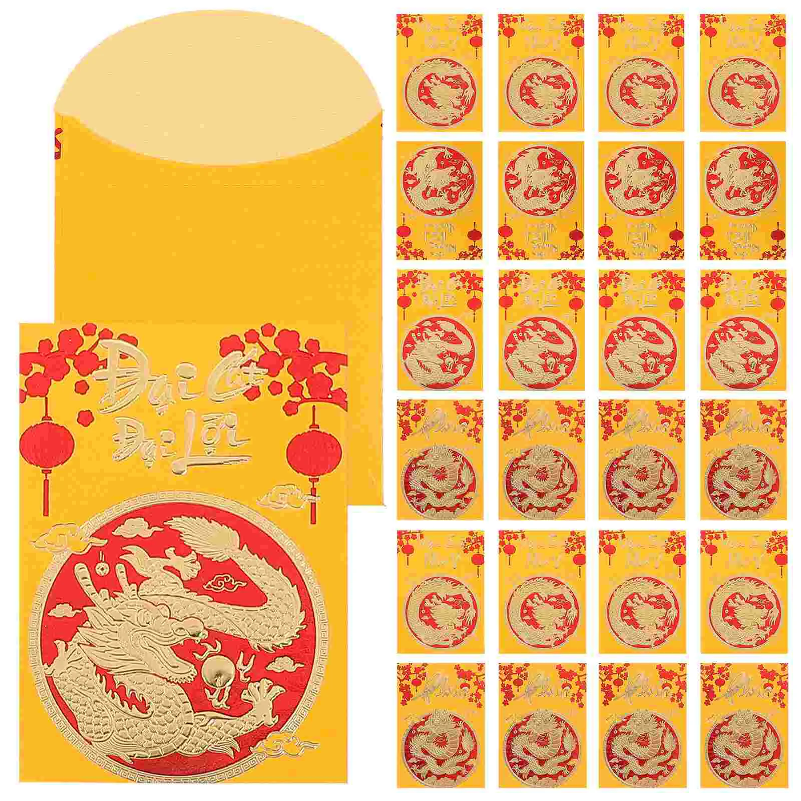 30 Pcs Money Bag Dragon Pattern Envelope New Year Red Packets Chinese Style Envelops Cute Envelopes 2024 Luck Spring Festival 2024 gold foil greeting cards with envelopes kawaii wedding party christmas invitation handwritten gift cards cute envelopes