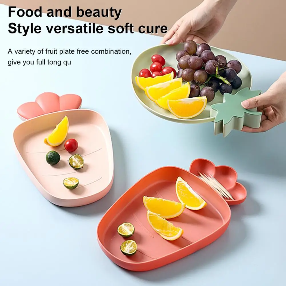 Attractive Adorable Strawberry Shape Food Plate Reusable Fruit Plate Anti-wear Plastic Dessert for Dinner
