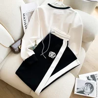 Pull à Jambes Larges et Pantalon pour Femme, Haut de Gamme, dehors et Loisirs, à la Mode, Deux Pièces Imbibées, Nouvelle Collection Automne 2023, 2023 4