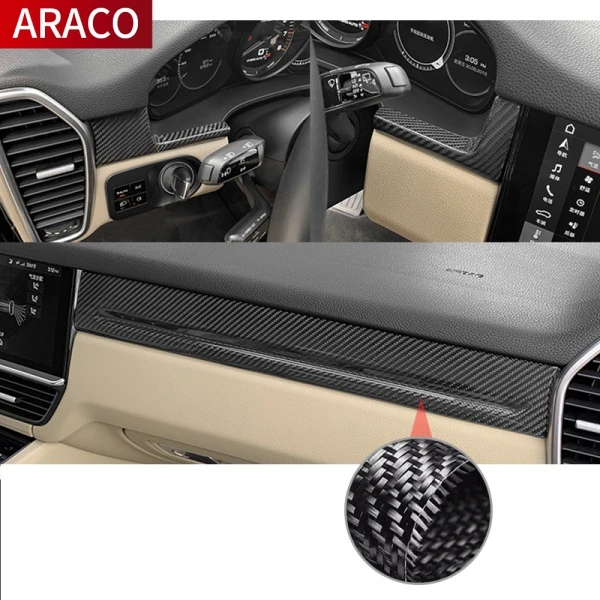 Car Real Carbon Fiber Decorative Sticker Protective Cover For Porsche New  Cayenne Interior Styling Modification Accessories - AliExpress