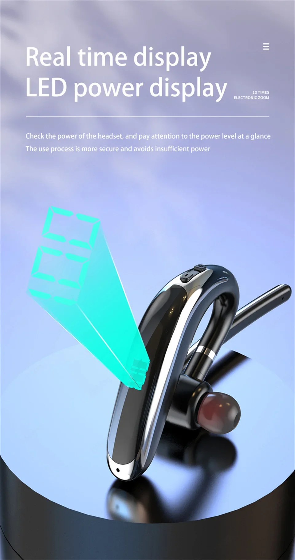 Wireless Headphones Single Ear Bluetooth Earphone With Microphon Noise Cancelling Talking Headset Busines Auriculares Driving