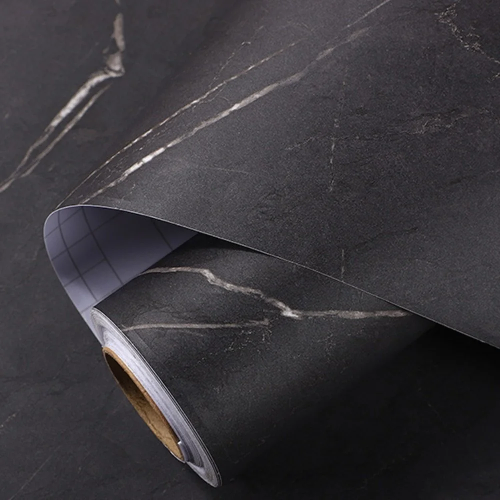 Thicken Matte Black Marble Sticker Wallpaper Self-adhesive Kitchen Oil-proof Desktop Cabinets Countertops Table Furniture Decor