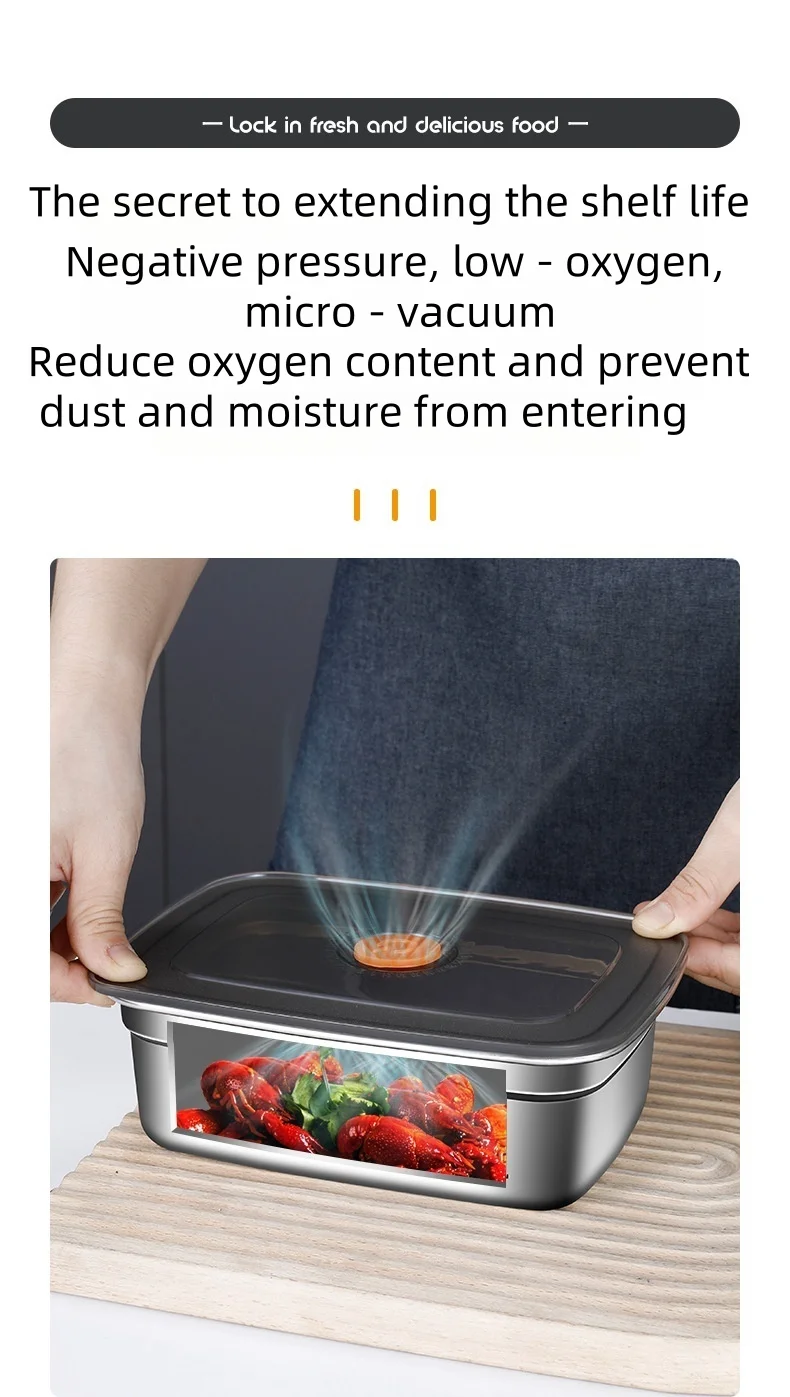 caja para alimentos con bacio de aire, fiambrera para estudiantes, contenedor de almacenamiento de alimentos con tapa, fiambrera Bento, herramienta de acampada para pícnic al aire libre » caja para alimentos con bacio de aire