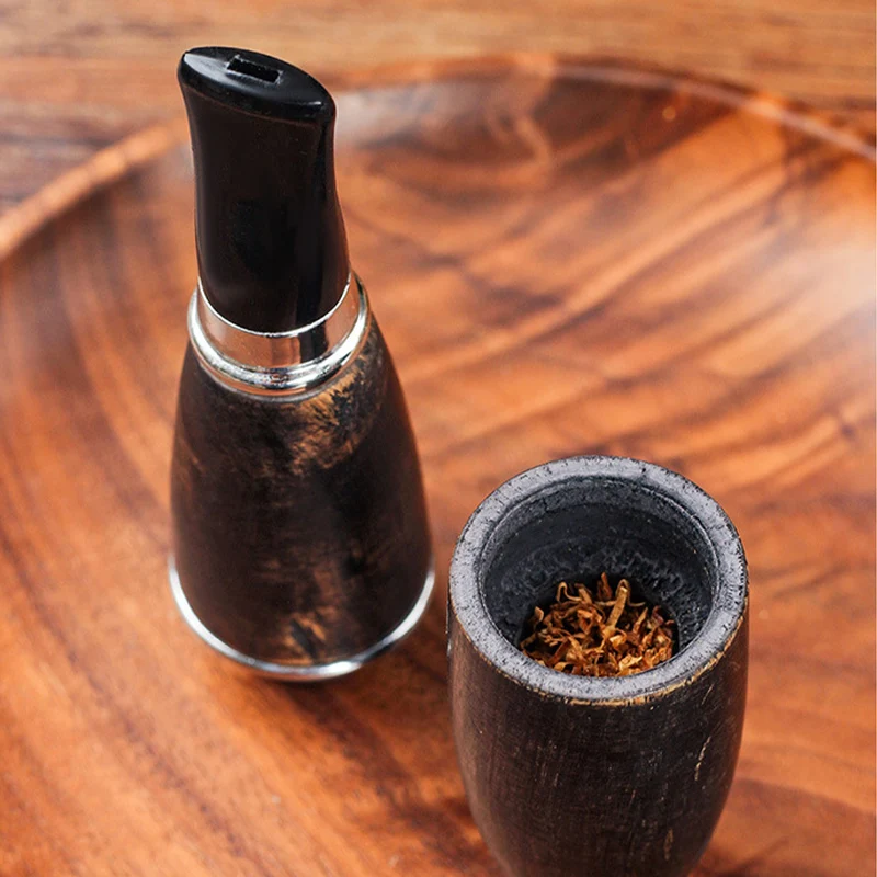 Compact Solid Wood Tobacco Pipe - Lightweight Handheld Smoking Accessory, 9mm Filter