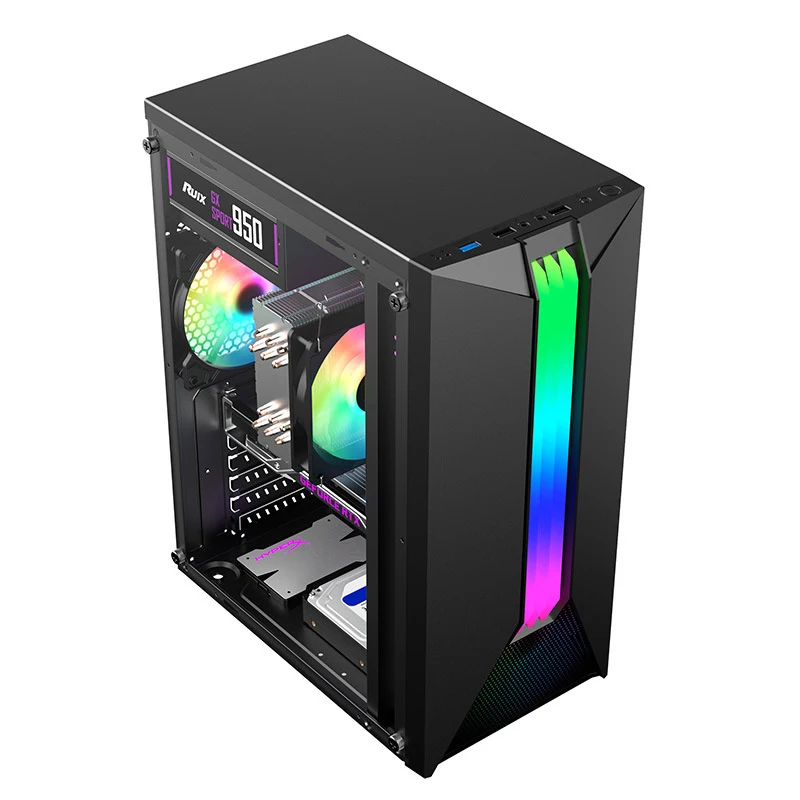 Transparent Computer Case PC Tower With RGB Atmosphere Lamp For ATX/M-ATX/ITX Motherboard 270mm Graphic Card USB SSD HDD