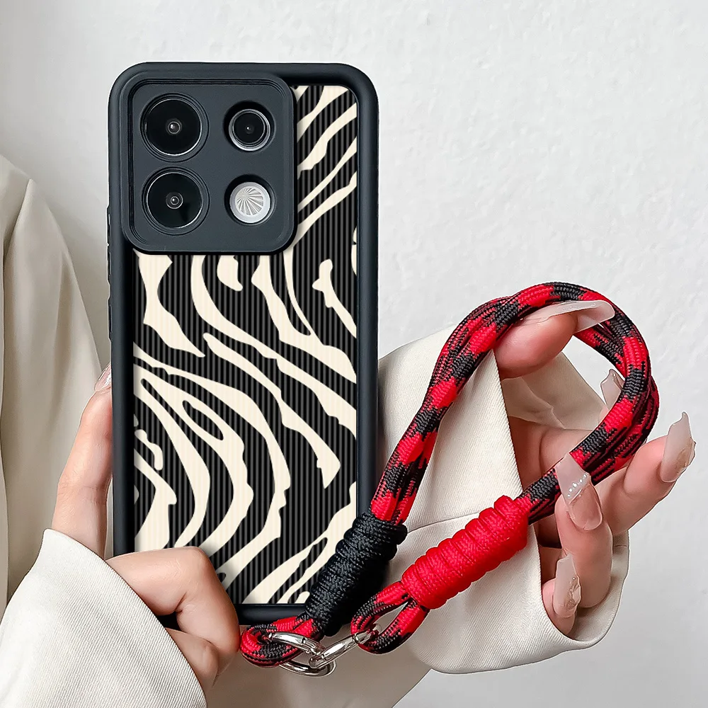 Zebra Stripes Phone Case with Wrist Chain and Lanyard Strap